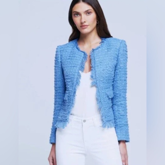 L’Agence Angelina blazer in Riviera-blue tweed - Picture 1 of 8